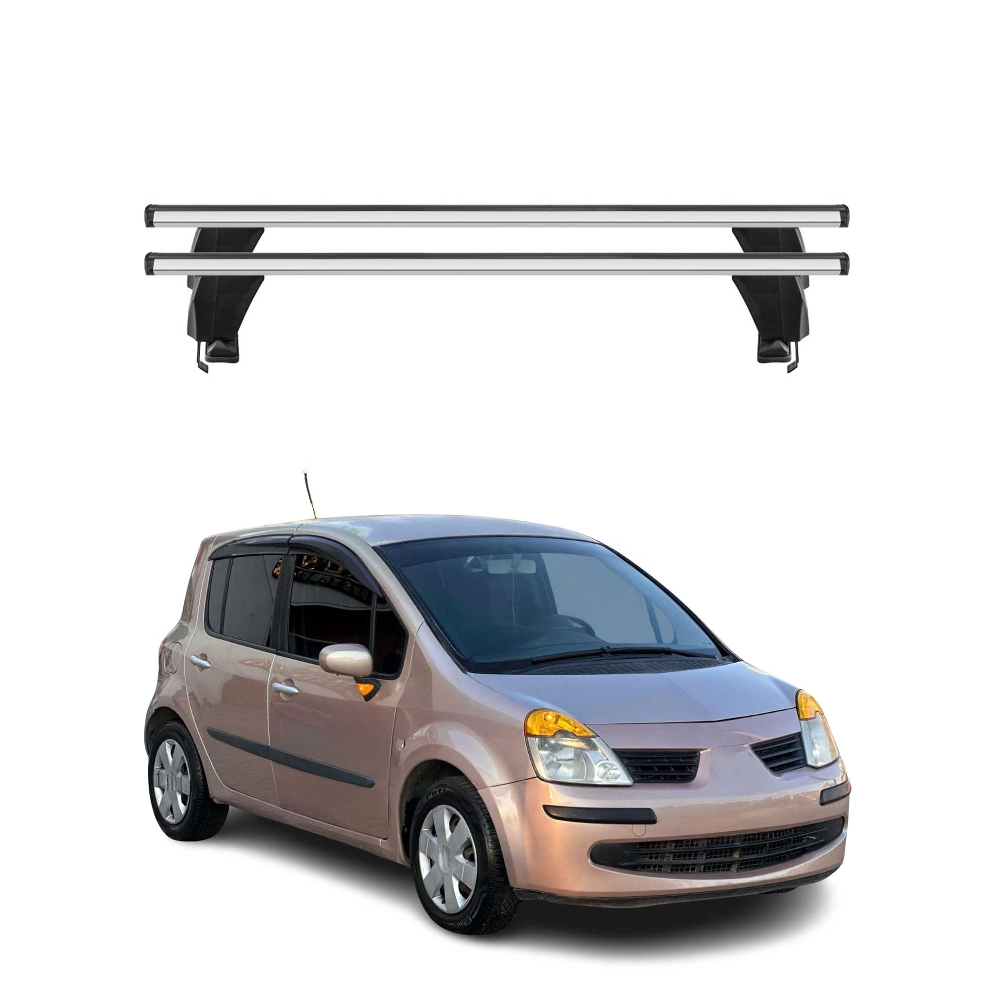 Barres de toit transversales pour Renault Modus 2004-2013 Alu Gris 2x