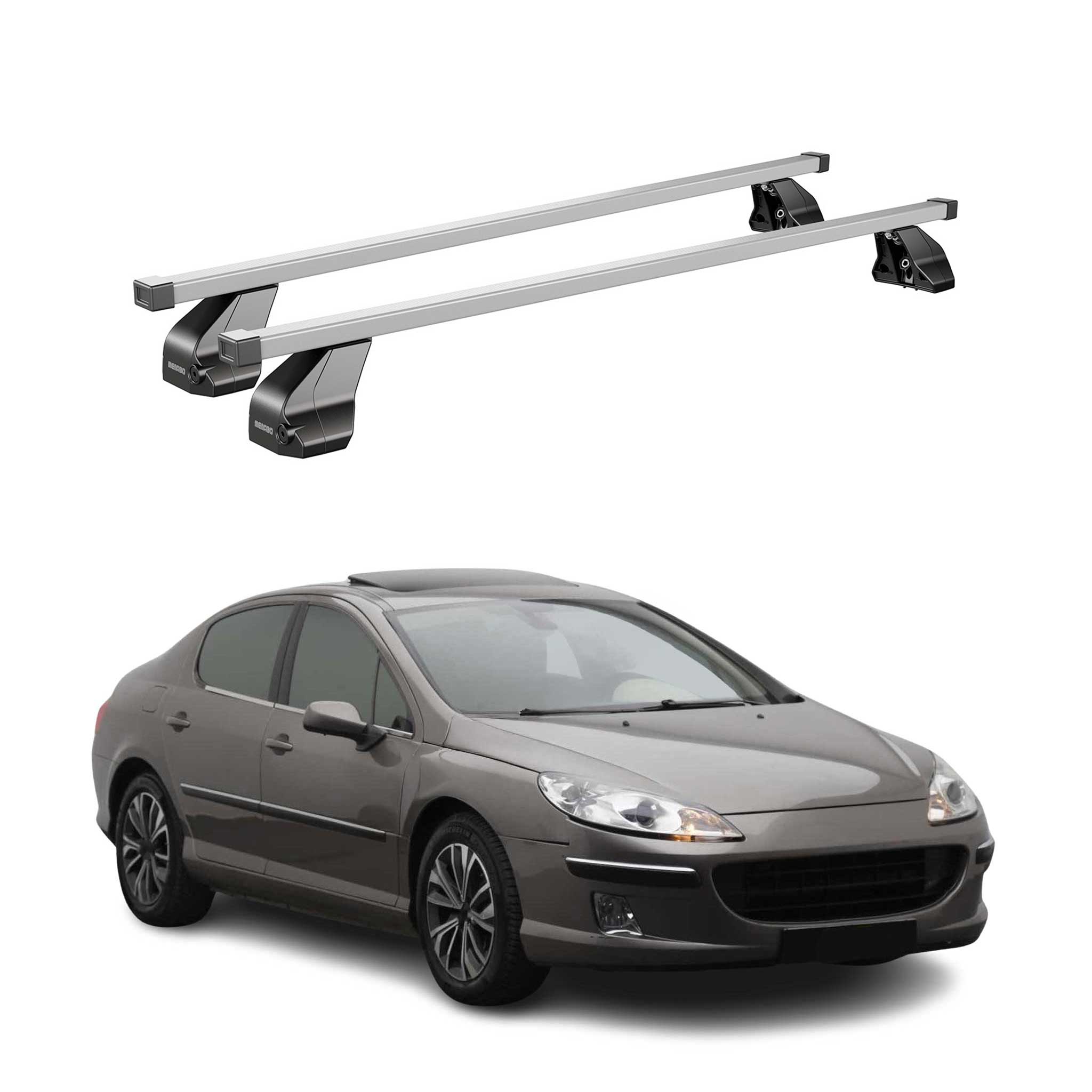 Barres de toit transversales pour Peugeot 407 2004-2012 Acier Gris