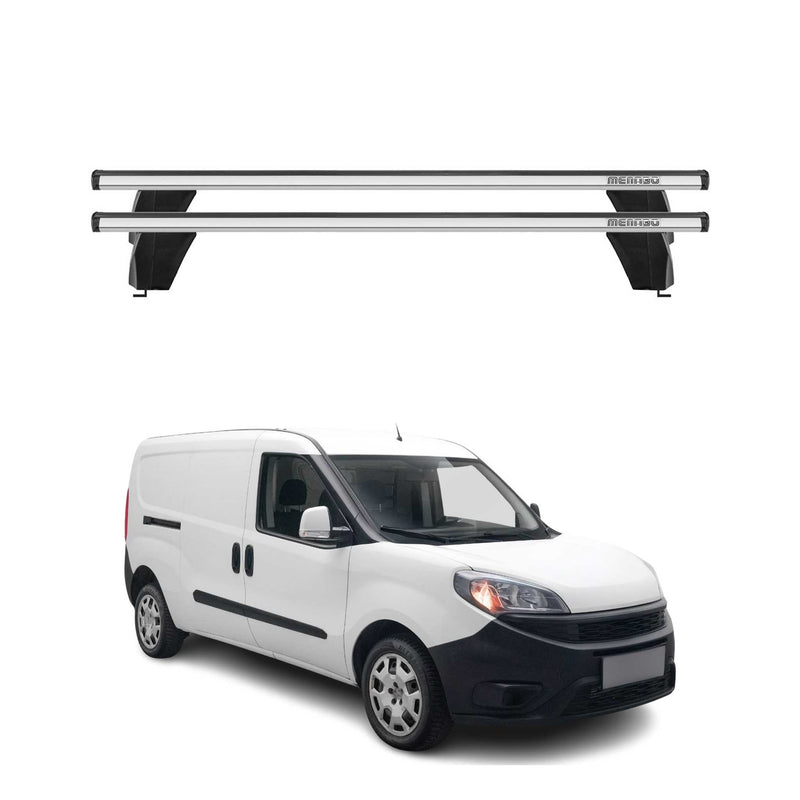 Menabo Barres de toit Transversales pour Fiat Doblo II Maxi 2015-2024 Alu Gris