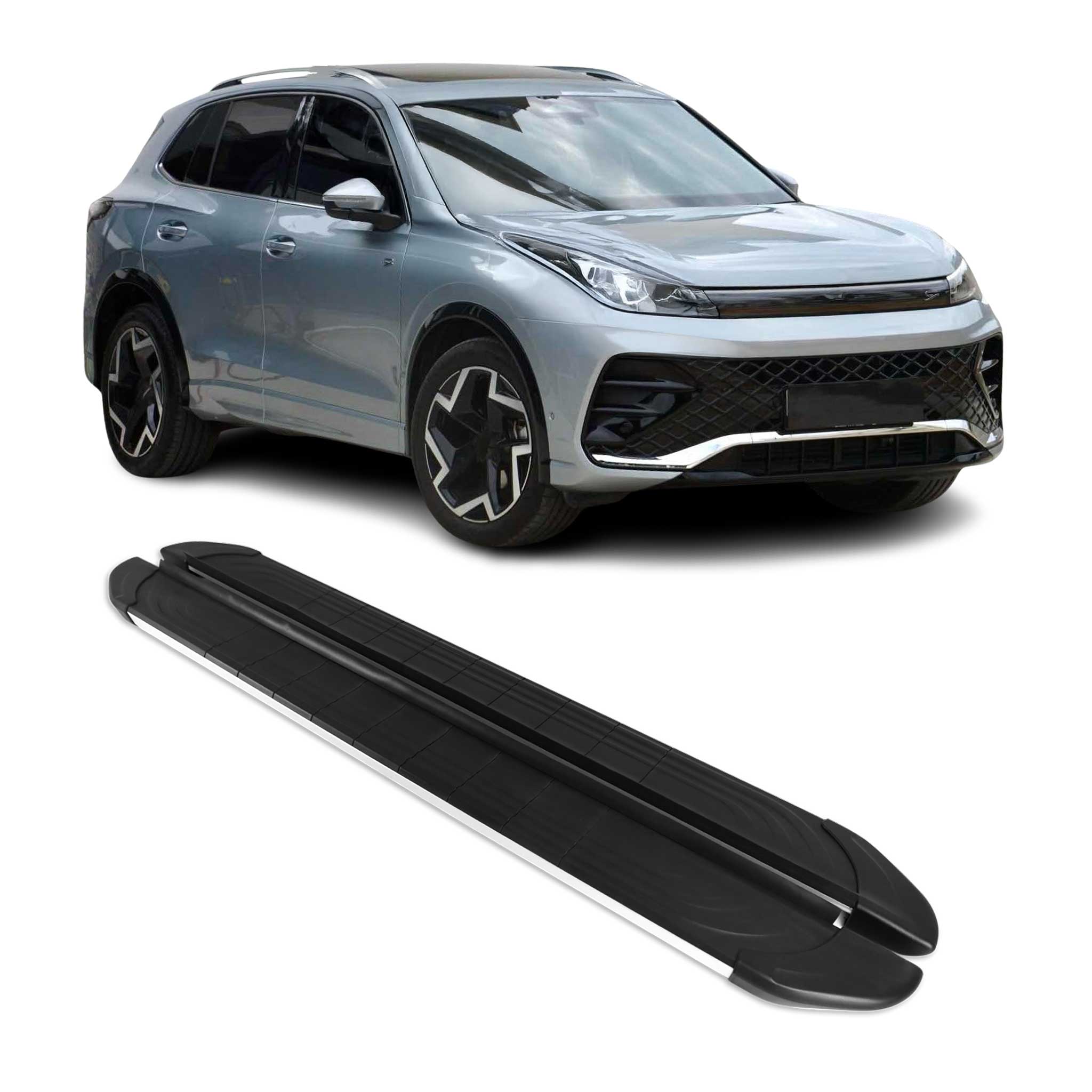 Marchepieds latéraux pédale pour VW Tiguan mk3 2024-2026 Gris Noir Aluminium