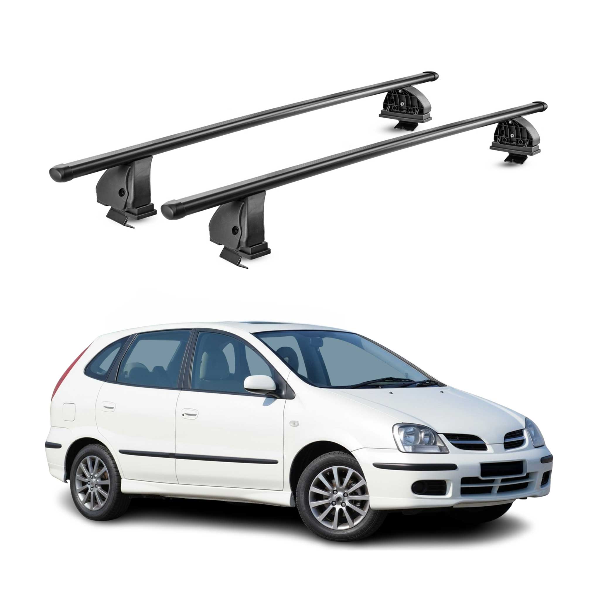 Barres de toit transversales acier pour Nissan Almera I Berline 1995-2000 Noir
