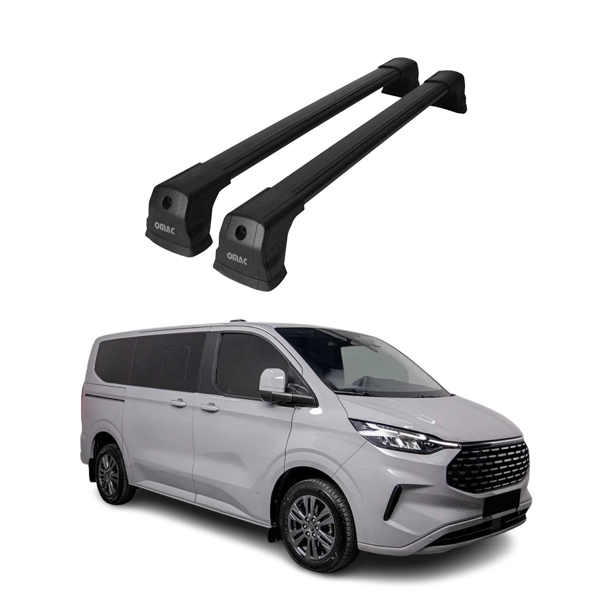Barres De Toit Transversales pour Ford Transit Tourneo Custom 2023-26 Noir 2Pcs