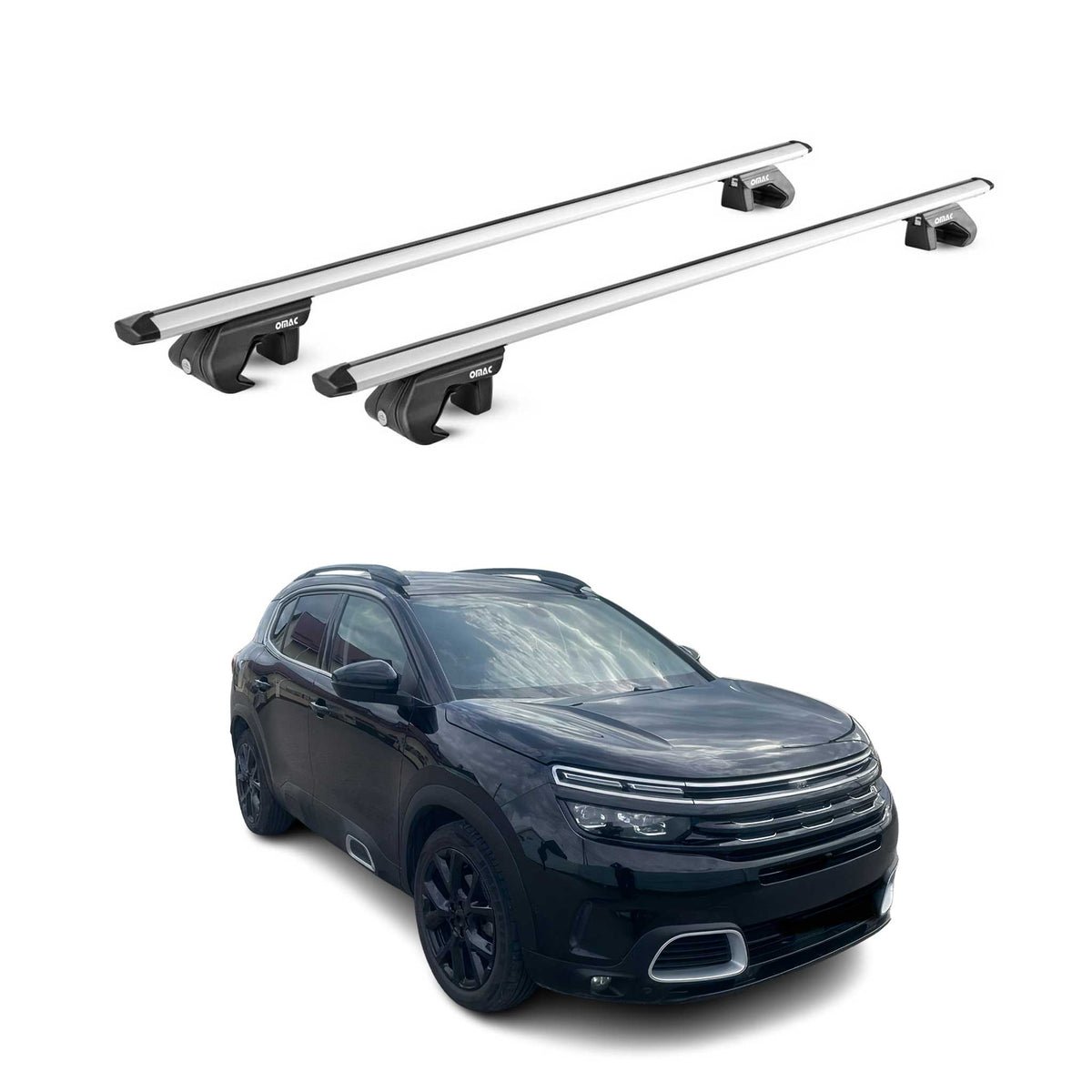 Barres de toit transversales pour Citroen C5 Aircross 2018-2025 Alu Gris 2x ABE