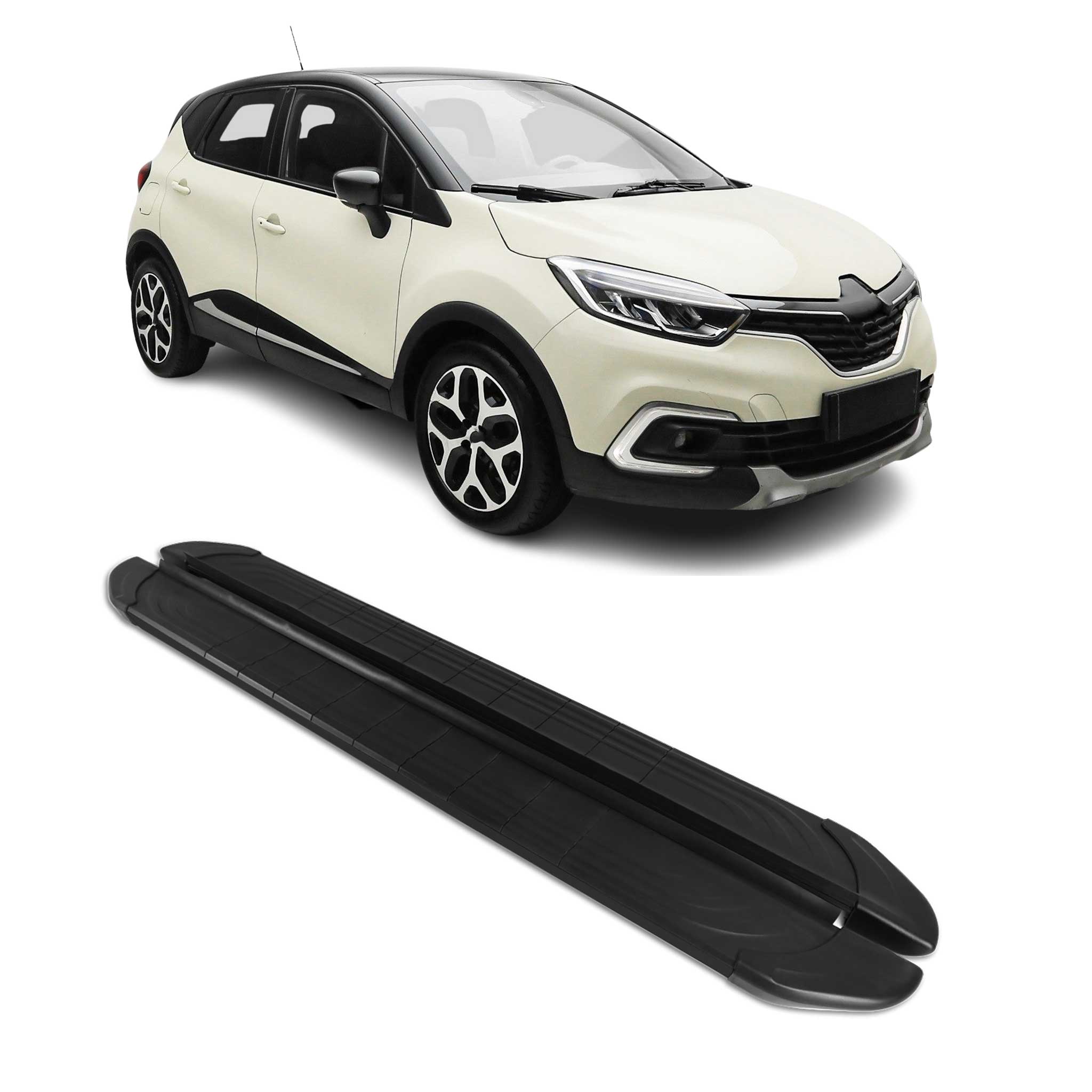 Marchepieds Latéraux pédale pour Renault Captur I 2013-2019 2Pcs Aluminium Noir