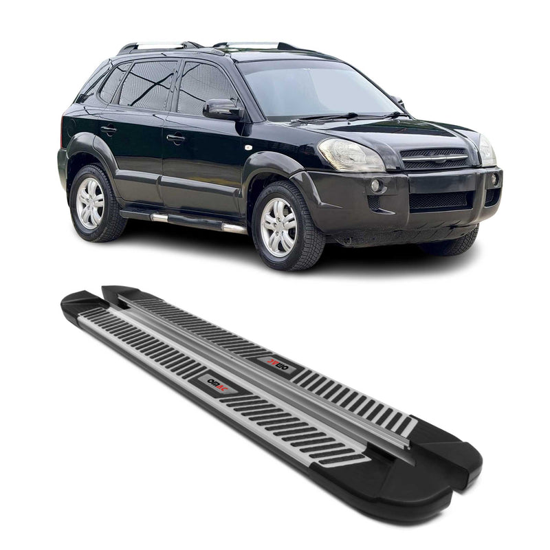 Marchepieds Latéraux pour Hyundai Tucson 2004-2009 Noir Gris Aluminium 2Pcs