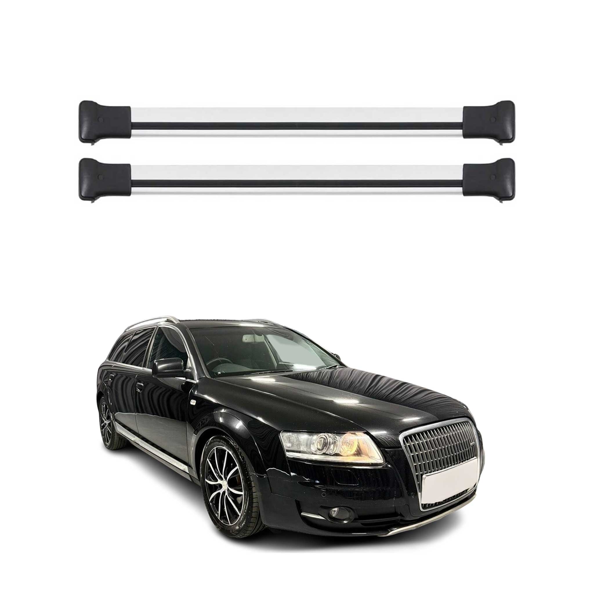 Barres de toit transversales pour Audi A6 Allroad 2006-2011 Aluminium Gris