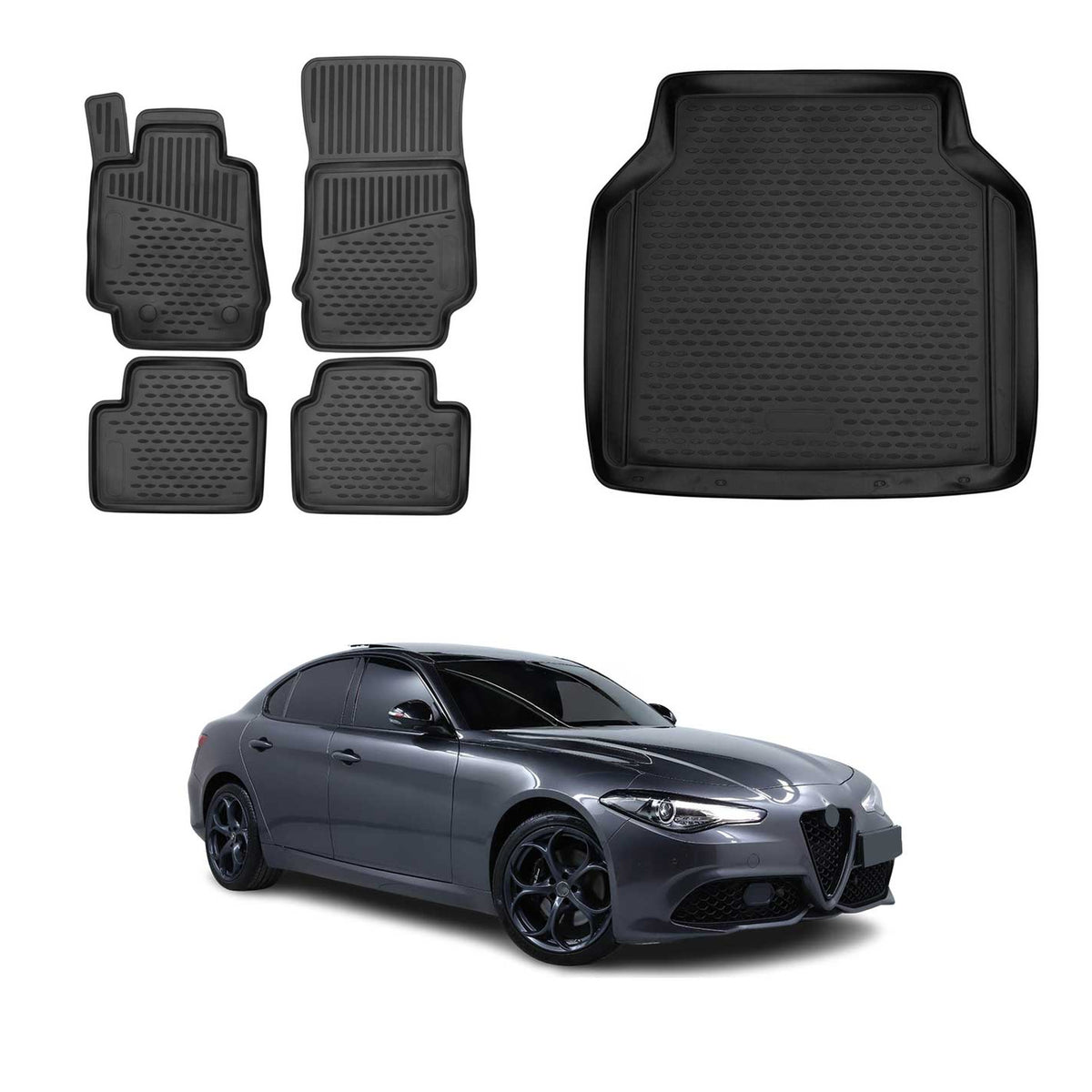 Kit Tapis de Sol et Coffre pour Alfa Romeo Giulia (952) Berline 2015-2026 RWD