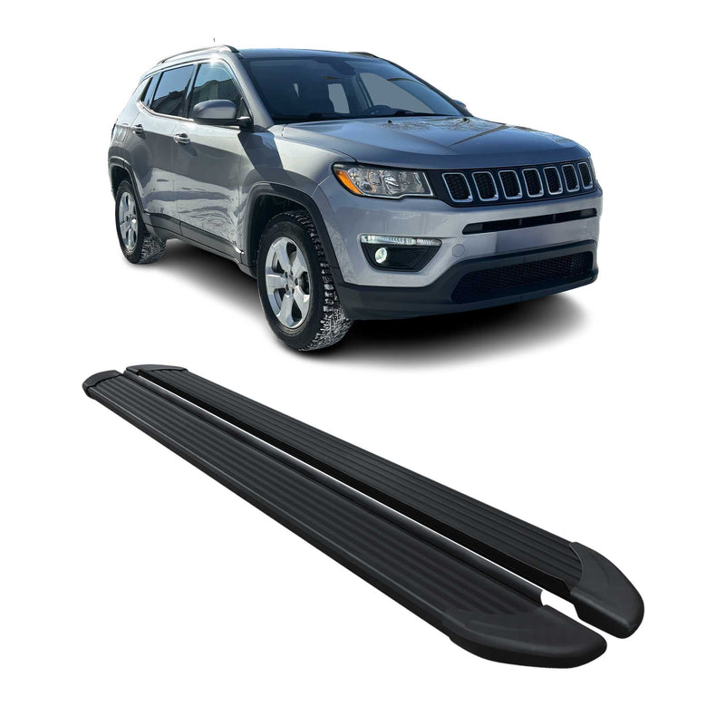Marchepieds Latéraux pédale pour Jeep Compass 2017-2024 Noir Aluminium 2Pcs