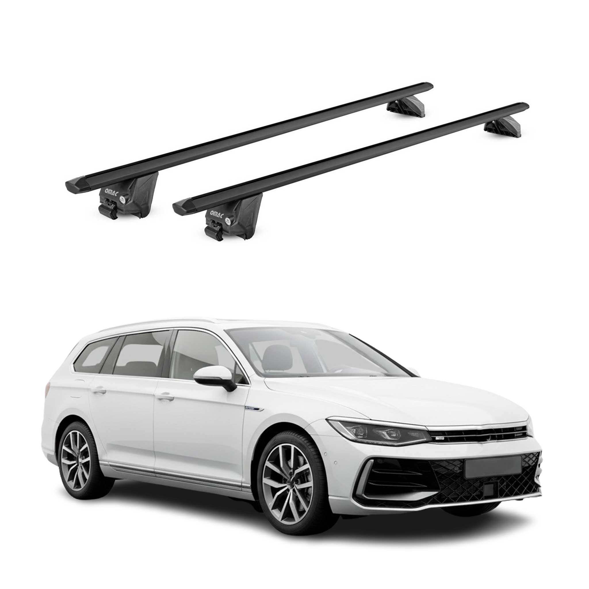 Barres de toit transversales pour VW Passat B9 Break 2024-2026 Noir 2 pièces ABE