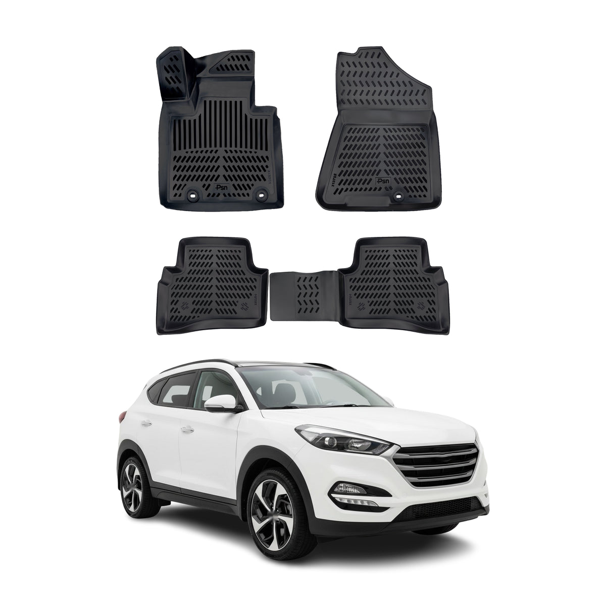 Tapis de sol pour Hyundai Tucson 2015-2020 Noir 3D en Caoutchouc TPE 4Pcs