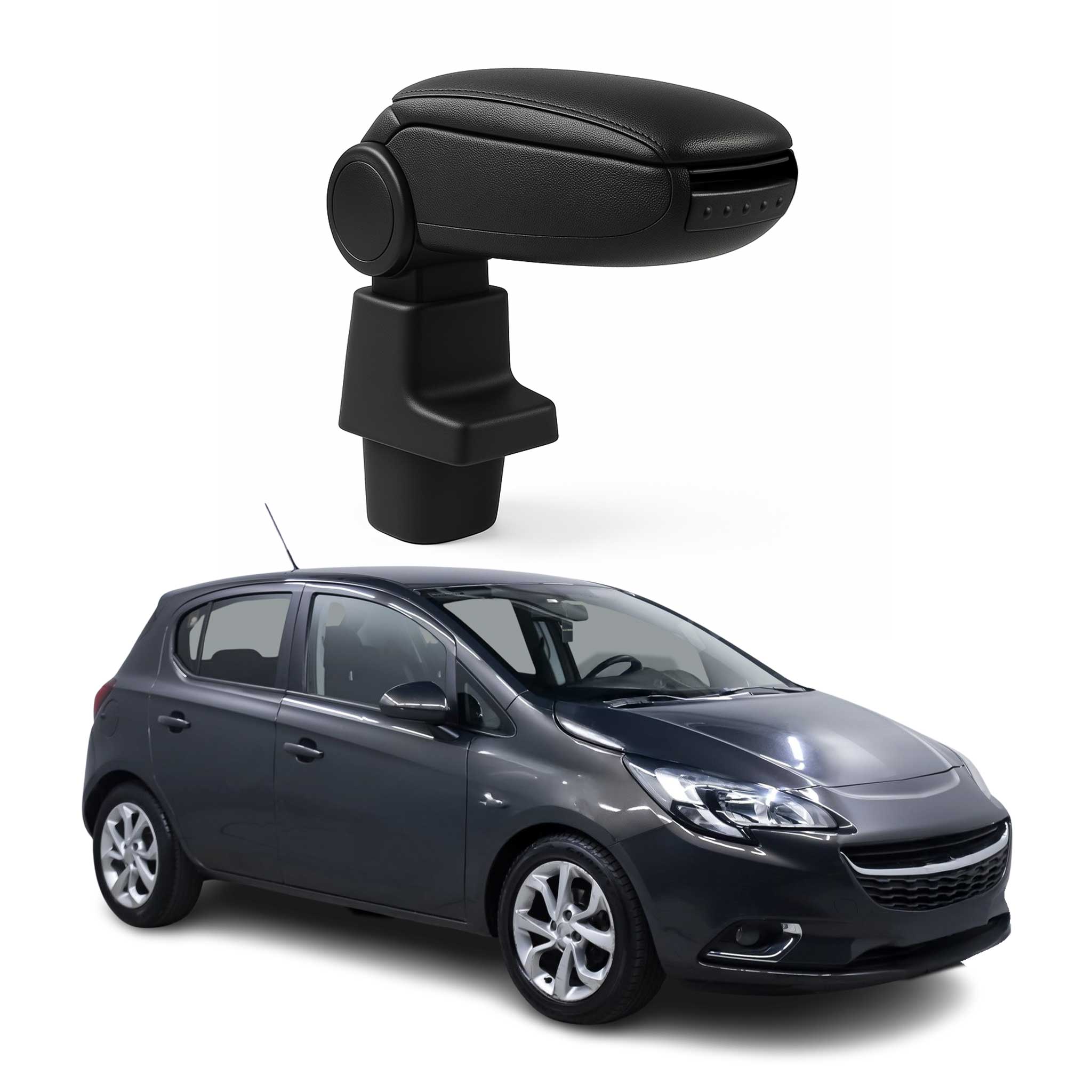 Accoudoir pour Opel Corsa E Break 2015-2019 Vinyl Abs Noir