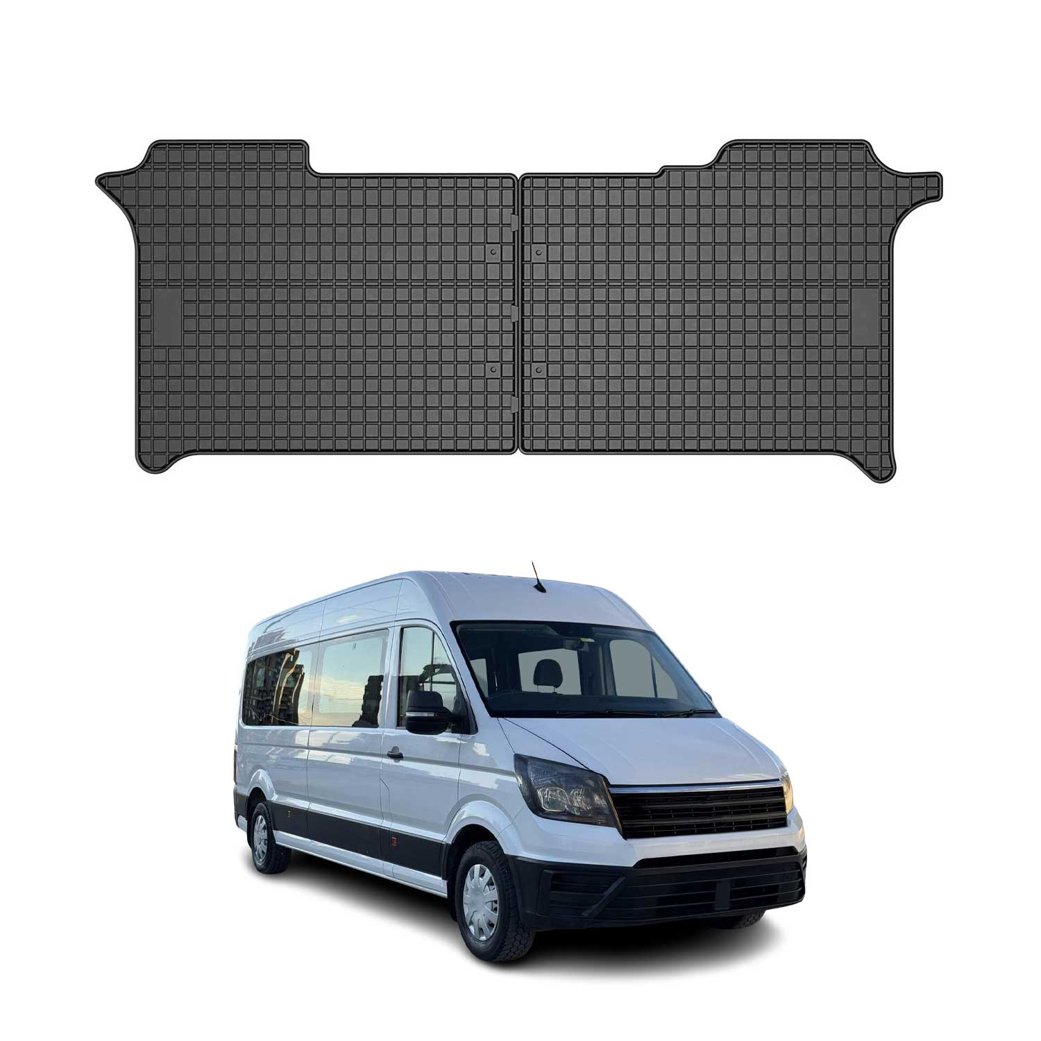 Tapis de Sol pour VW Crafter 2017-2026 2ème rangée Caoutchouc Noir