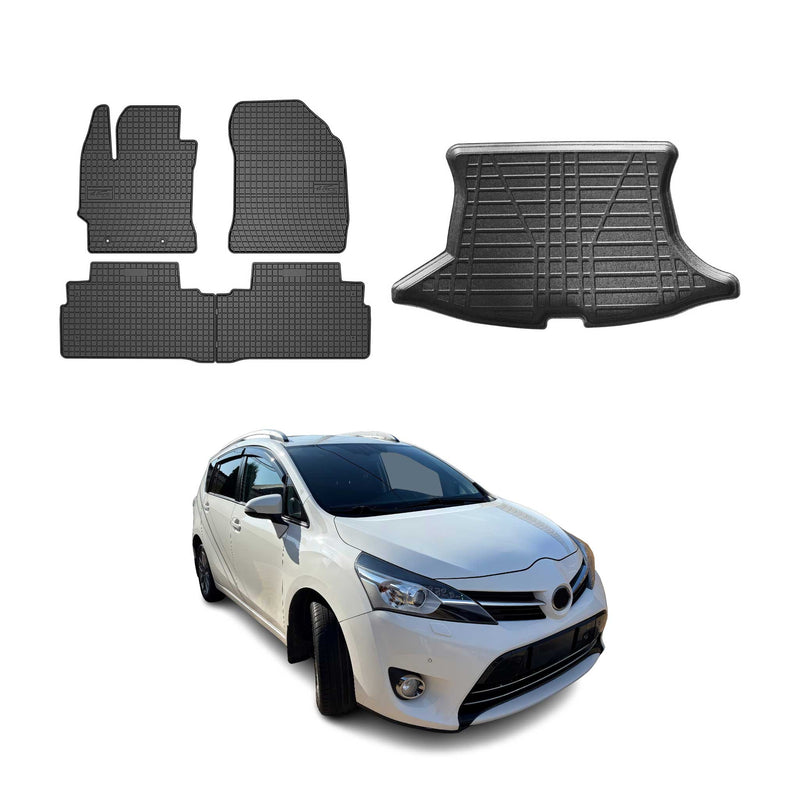 Kit Tapis de sol et coffre pour Toyota Verso AR20 2009-2018 TPE Noir