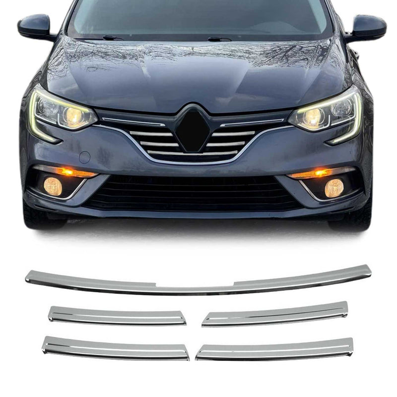 Moulure de Grille de Calandre pour Renault Megane IV 2016-2020 Chromé 5Pcs