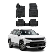 Tapis de sol pour Jeep Compass E-Hybrid 2026-2027 Noir 3D en TPE 4Pcs