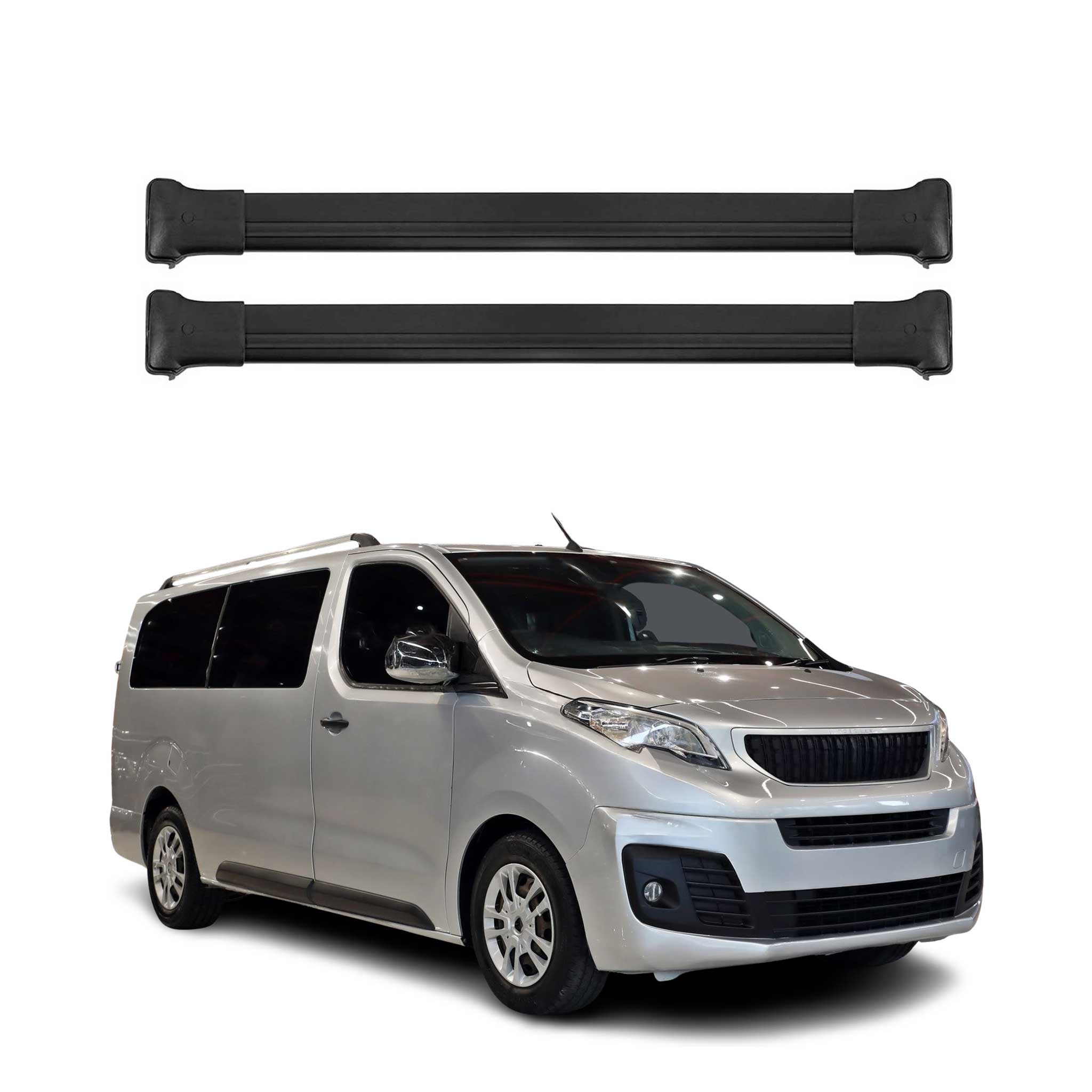 Barres de Toit Transversales pour Peugeot Expert 2016-2021 2Pcs Alu Noir