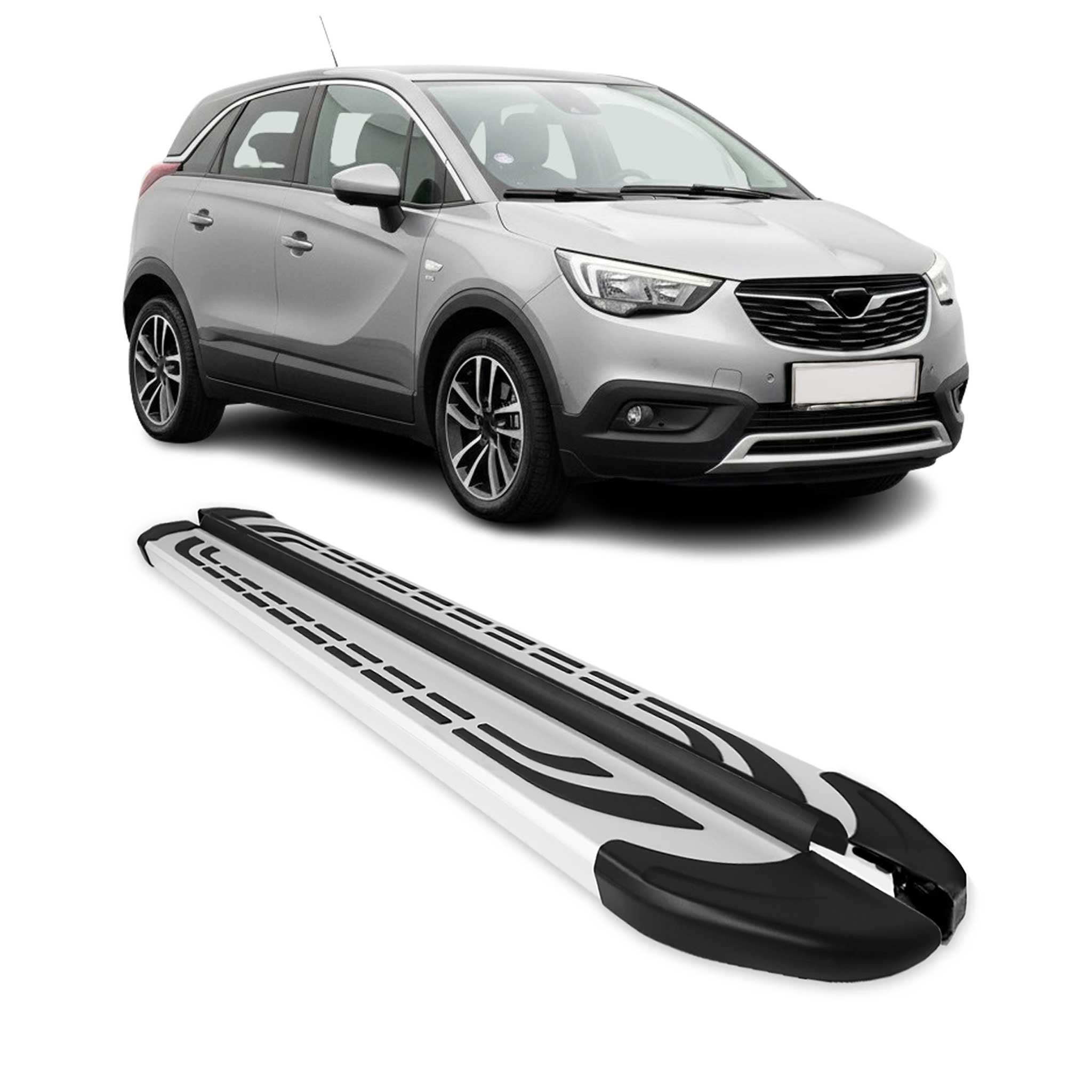 Marchepieds Latéraux pour Opel Crossland X 2017-2024 Aluminium Gris 2Pcs