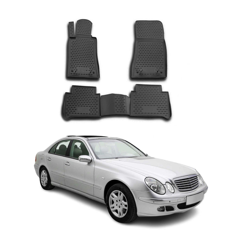 OMAC Tapis de sol pour Mercedes Classe E W211 S211 2002-2009 en caoutchouc Noir