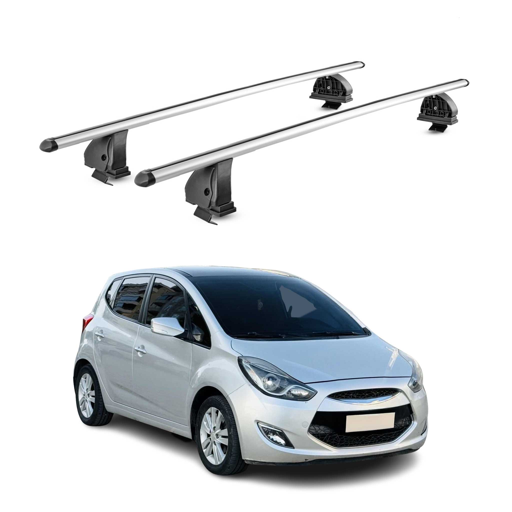 Barres de toit transversales Alu pour Hyundai ix20 2010-2019 TÜV 75 kg Gris 2Pcs