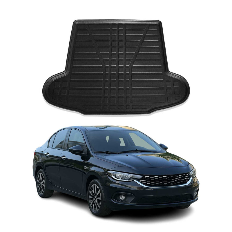 Tapis de Coffre pour Fiat Tipo Aegea 2015-2025 Berline en TPE Noir