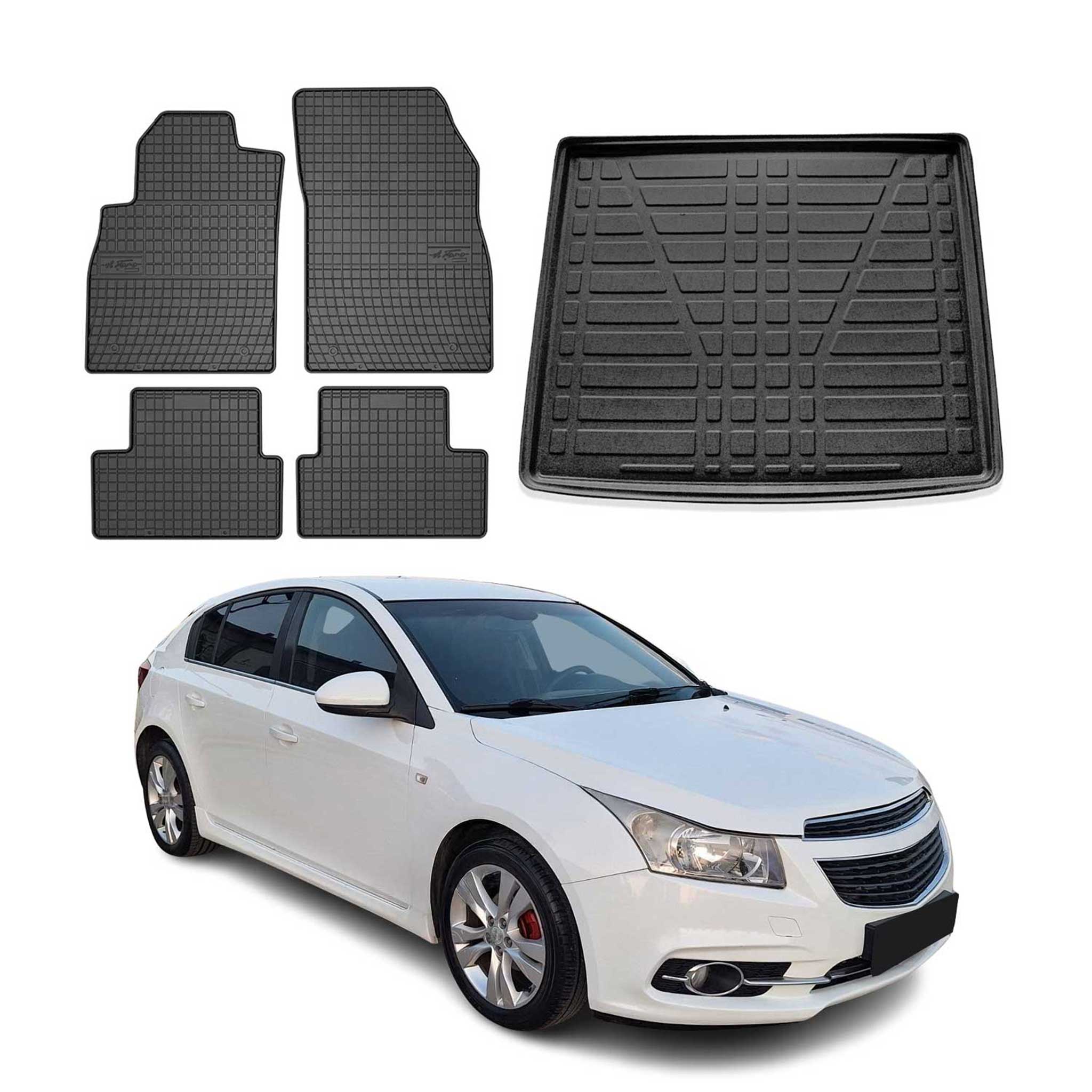 Kit Tapis de sol et coffre pour Chevrolet Cruze 2011-2016 HB TPE Noir