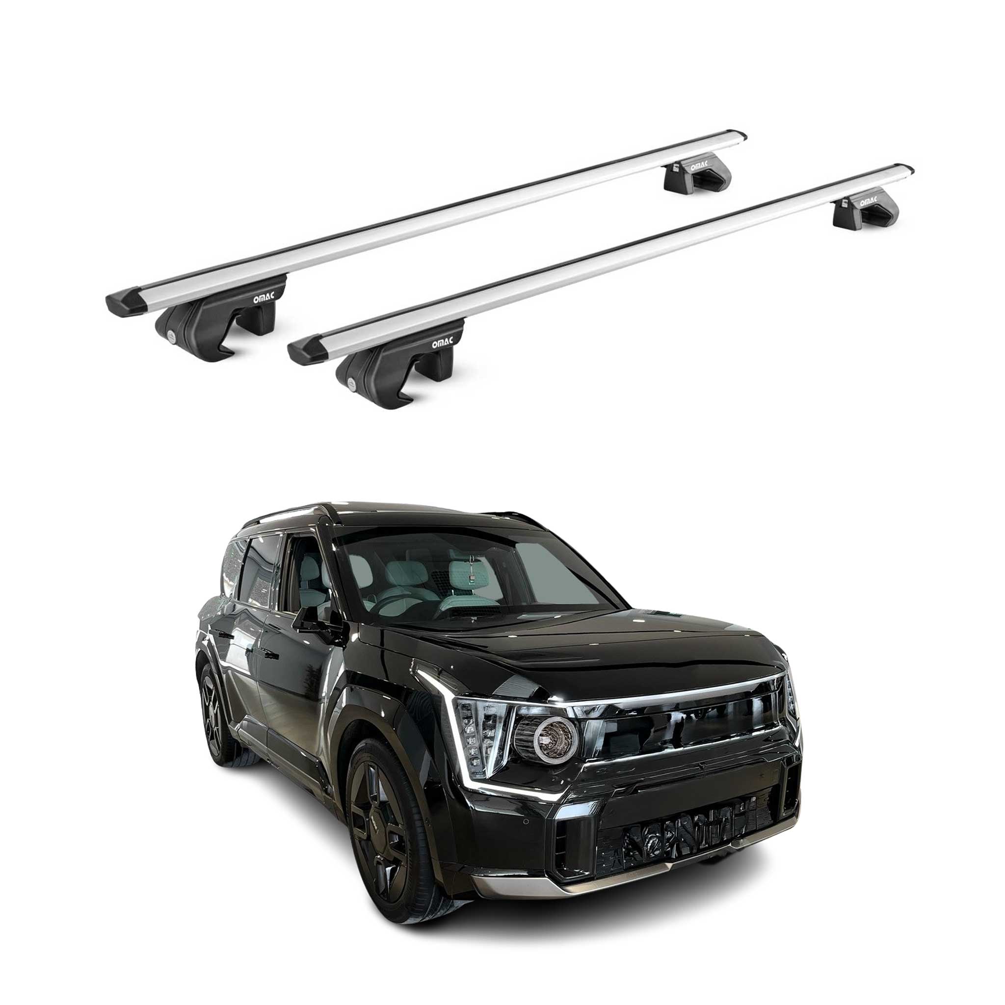 Barres transversales de toit pour Kia EV9 2023-2026 Aluminium Argente 2Pcs