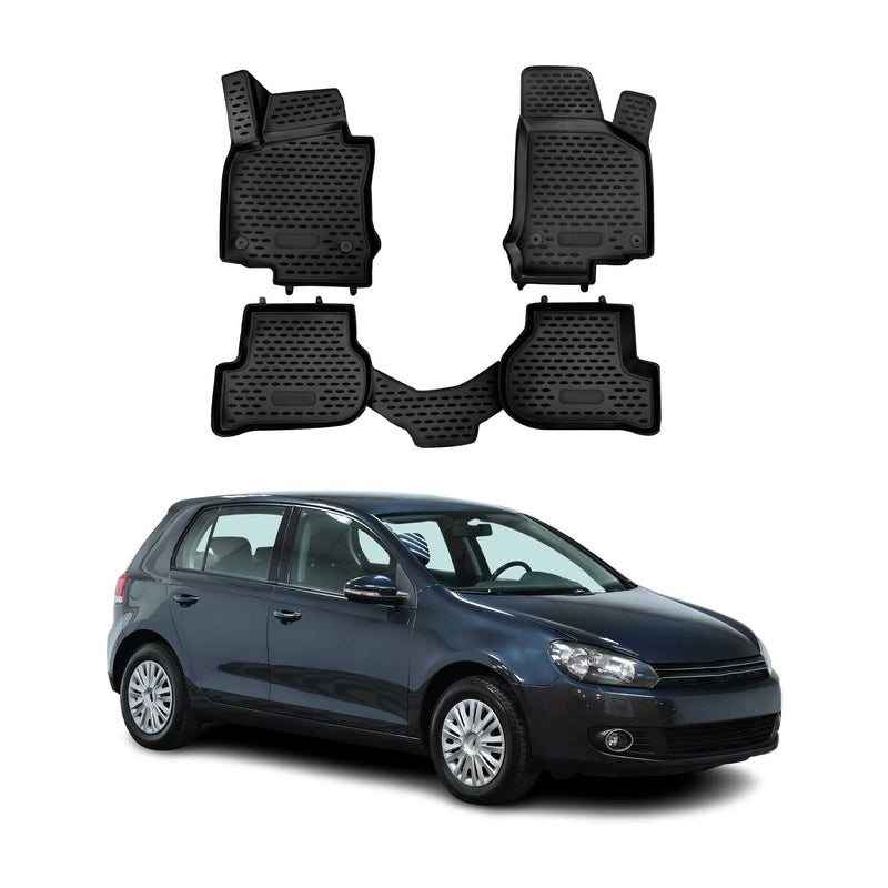 OMAC Tapis de sol pour Volkswagen Golf 6 2009-2013 sur mesure en caoutchouc Noir