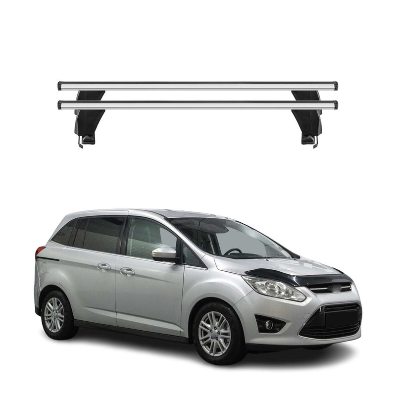 Menabo Barres de toit Transversales pour Ford C-Max II 2010-2019 Gris ABE 2x