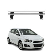 Menabo Barres de toit Transversales pour Chevrolet Aveo T300 2011-2020 Alu Gris