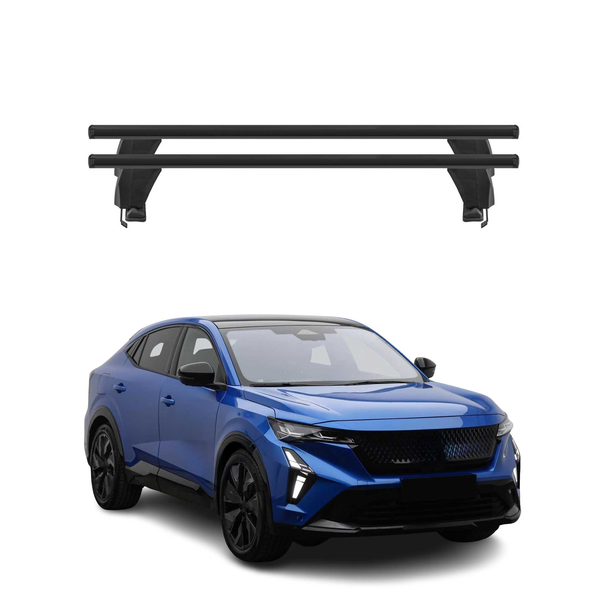Barres de toit transversales pour Renault Rafale E-Tech 2024-2025 Alu Noir 2x