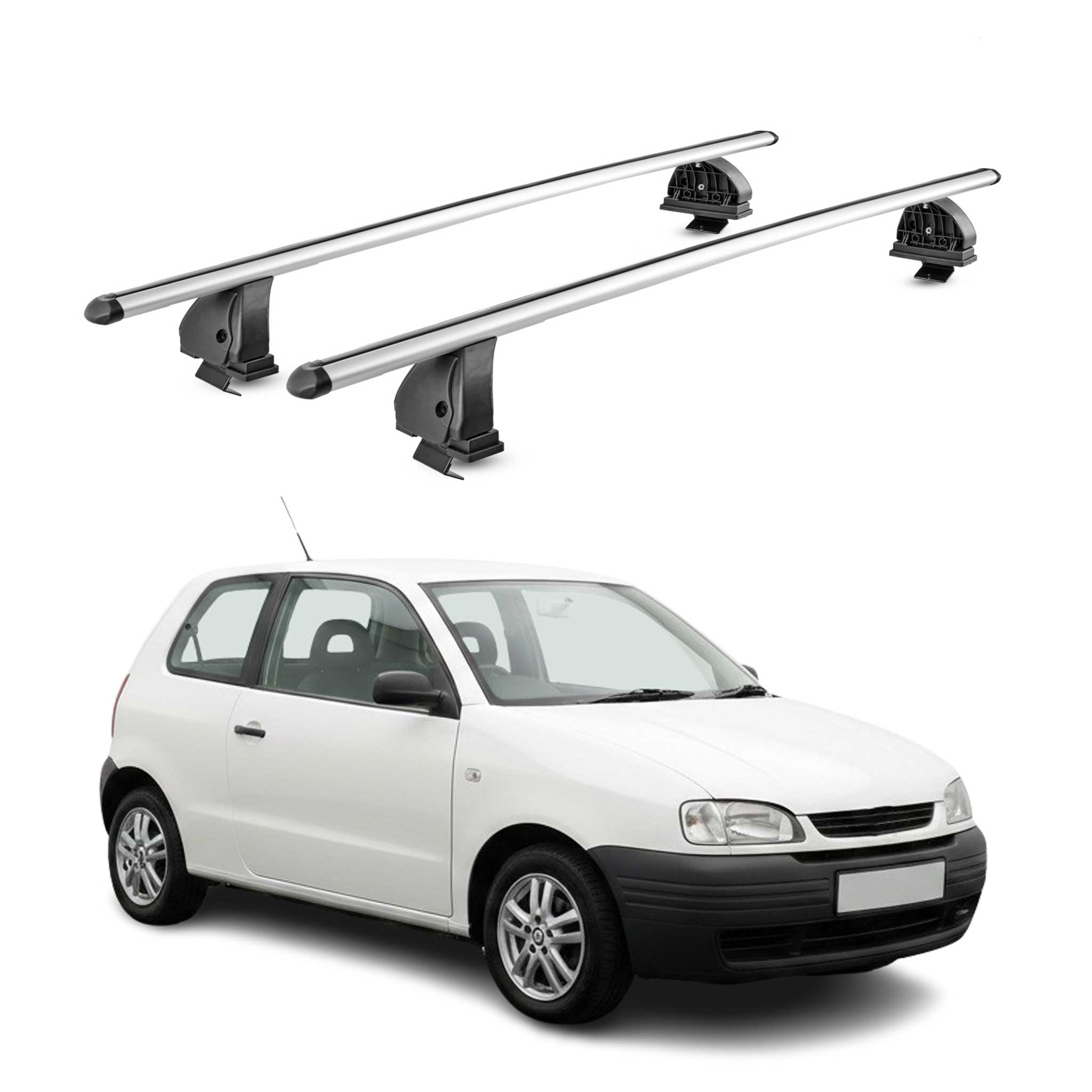 Barres de toit transversales Alu pour Seat Arosa 1997-2004 TÜV 75 kg Gris 2Pcs