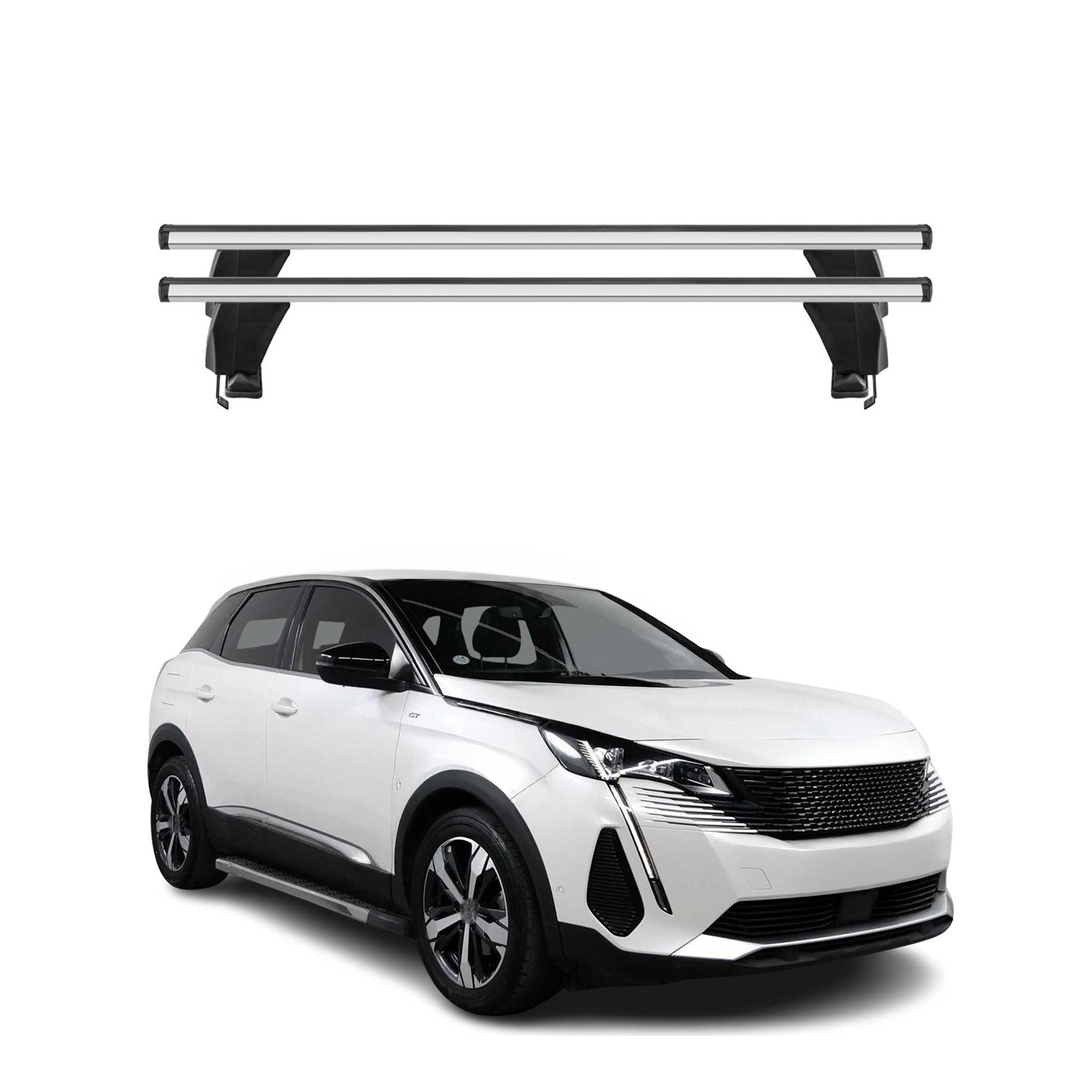 Barres de toit transversales pour Peugeot 3008 II Facelift 2021-2024 Alu Gris 2x