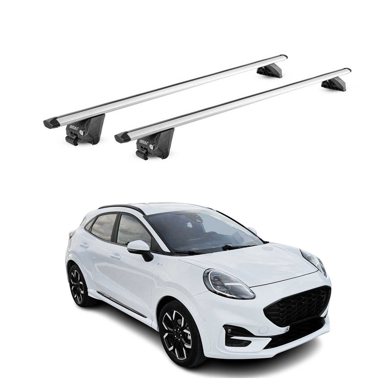 Barres de toit transversales pour Ford Puma 2020-2025 Alu Gris Argenté 2Pcs ABE