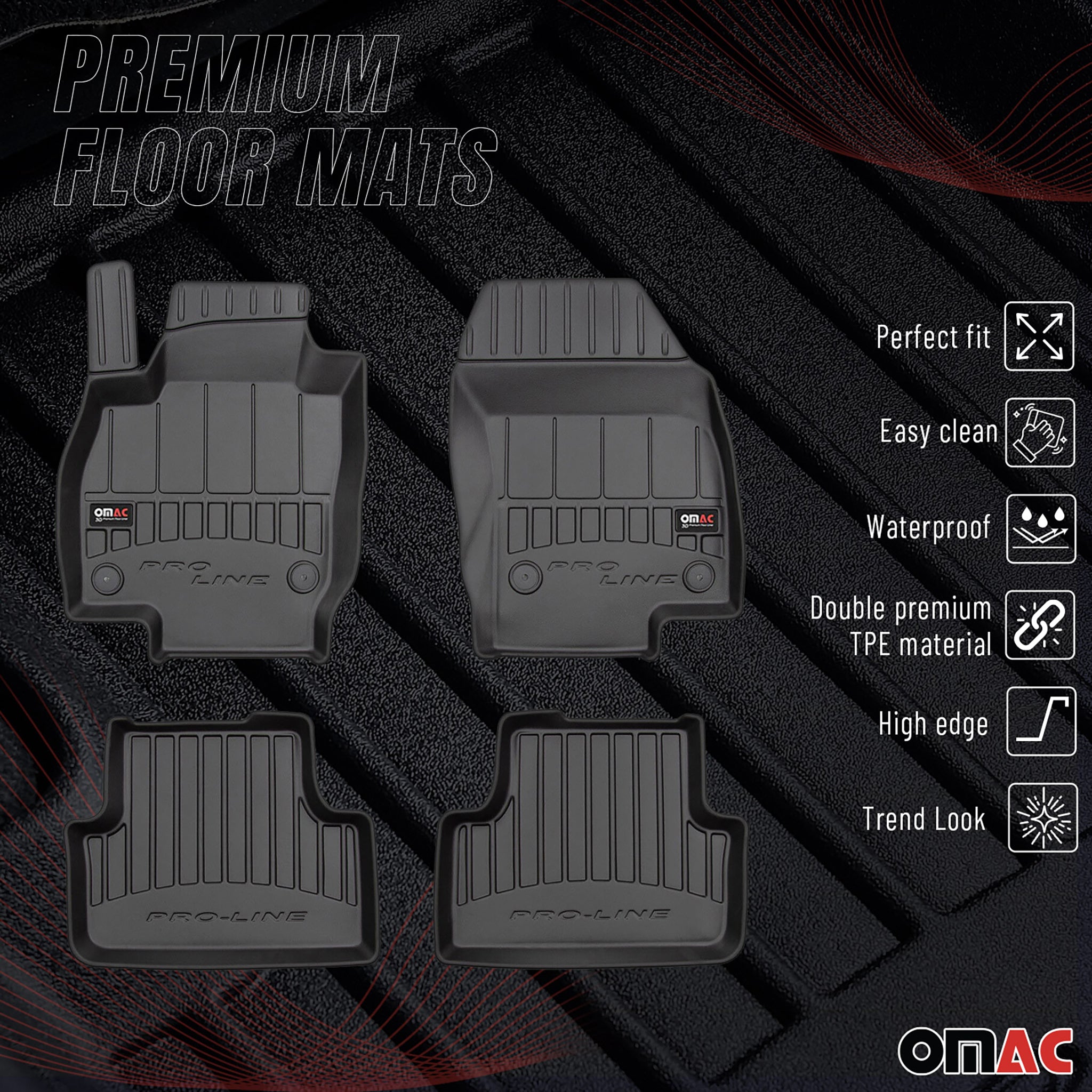 Tapis de Sol pour VW T-Cross 2019-2026 Caoutchouc TPE Noir