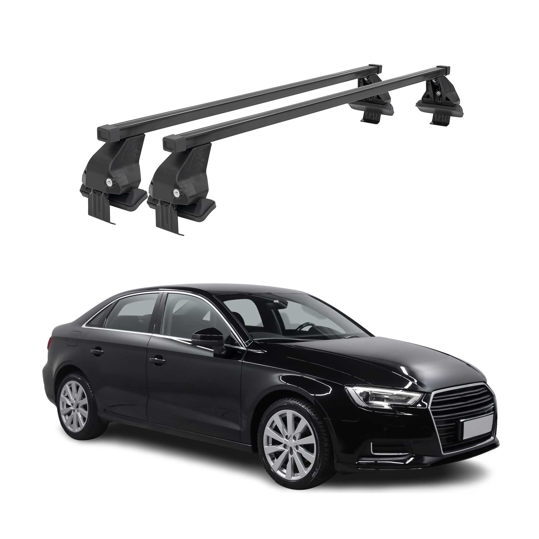Barres de toit transversales Menabo pour Audi A3 8V Berline 2013-2020 Noir