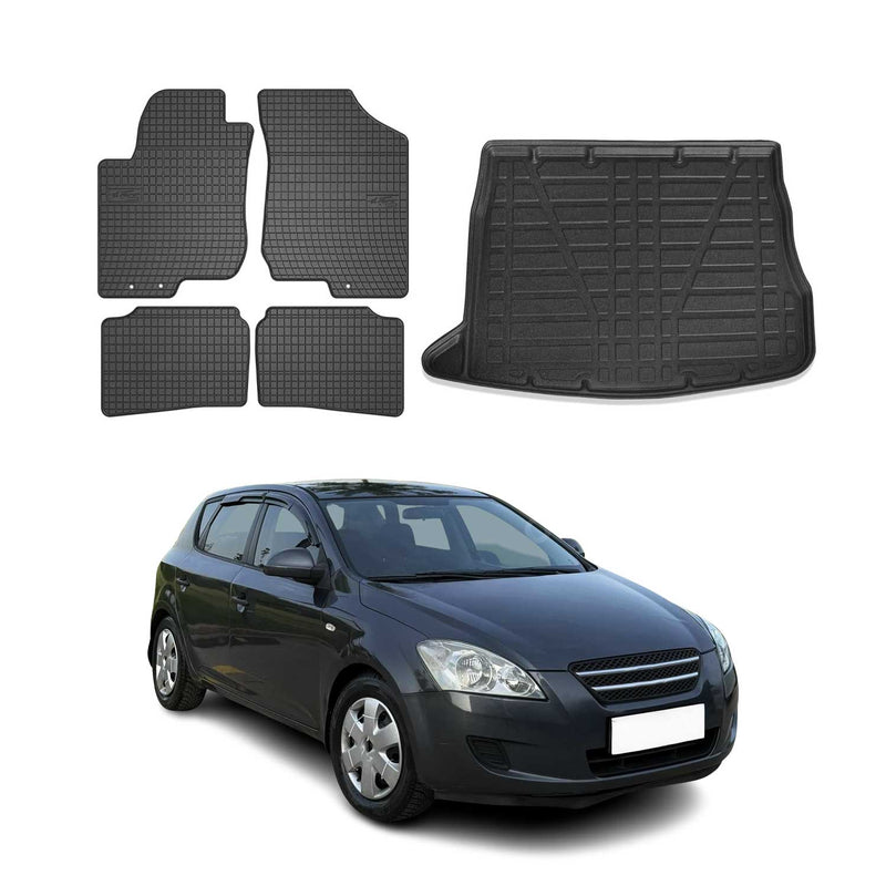 Kit Tapis de sol et coffre pour Kia Cee'd 2006-2012 TPE Noir