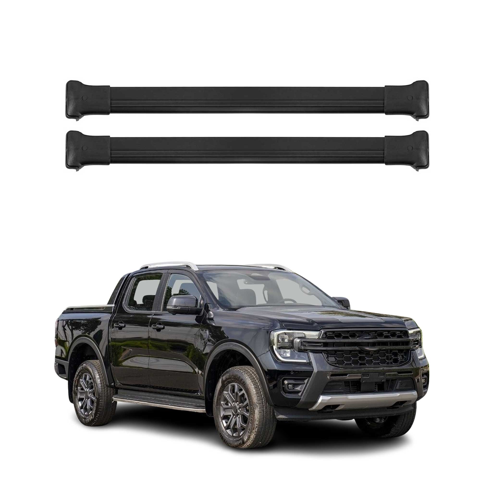 Barres De Toit Transversales pour Ford Ranger 2022-2026 Alu Noir 2x