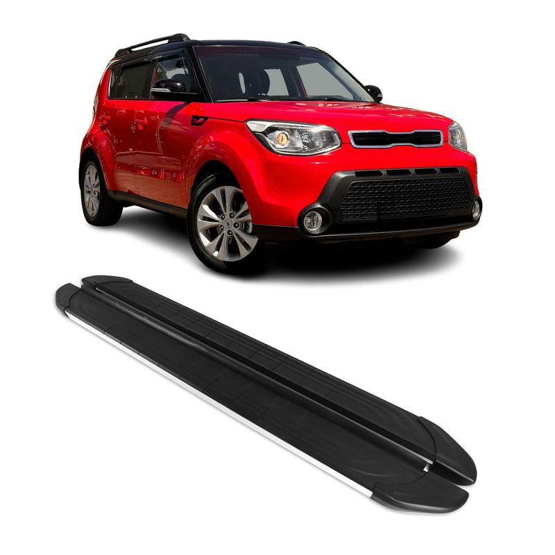 Marchepieds Latéraux pédale pour Kia Soul 2014-2019 Aluminium Gris Noir 2Pcs
