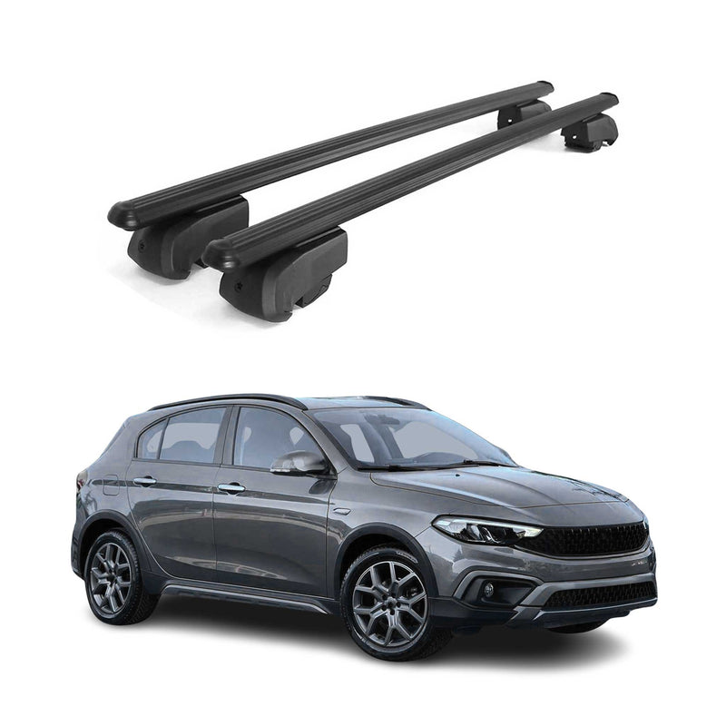 Barres de toit Transversales pour Fiat Tipo Cross 2020-2023 Alu Noir ABE
