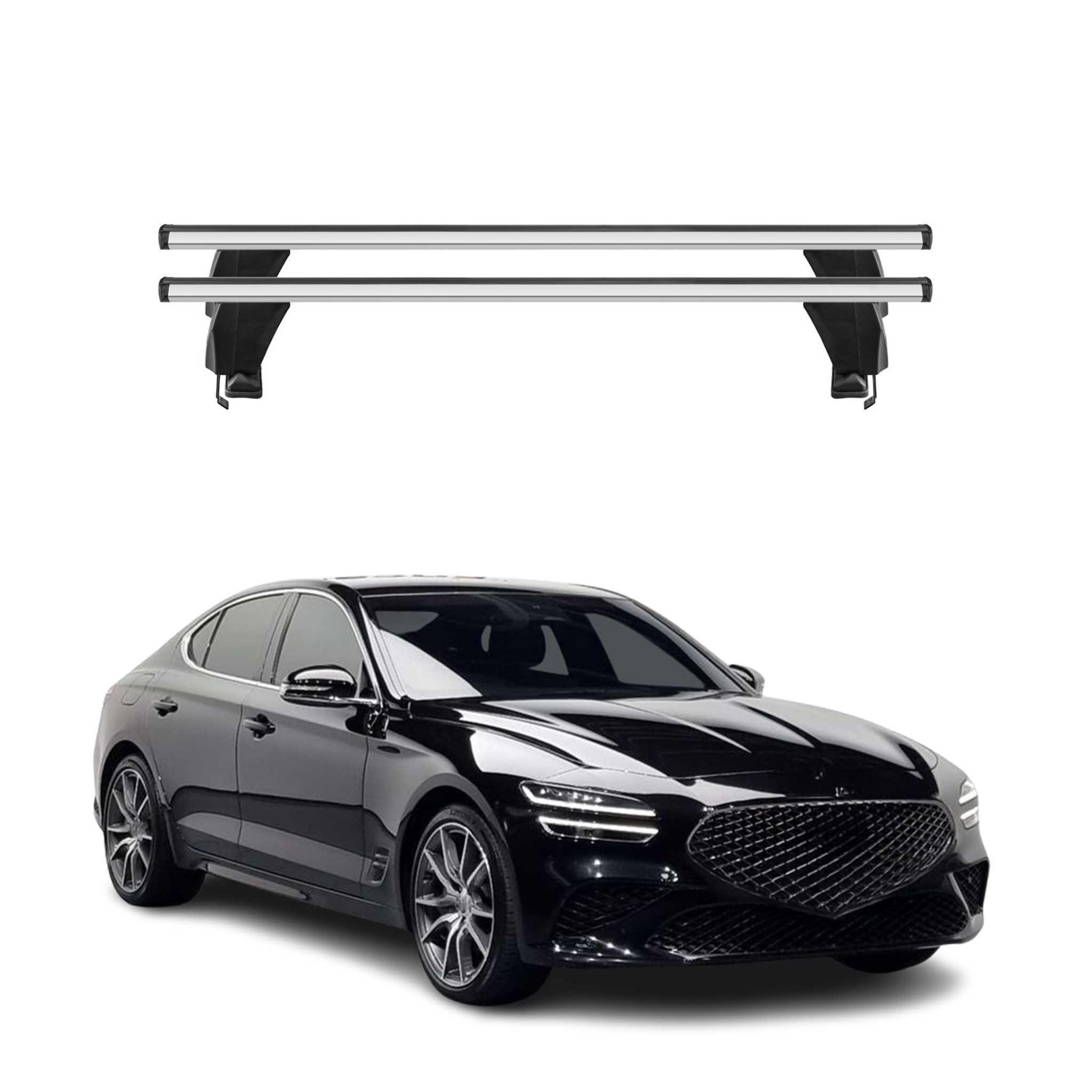 Menabo Barres de toit Transversales pour Genesis G70 2018-2026 Gris ABE 2x
