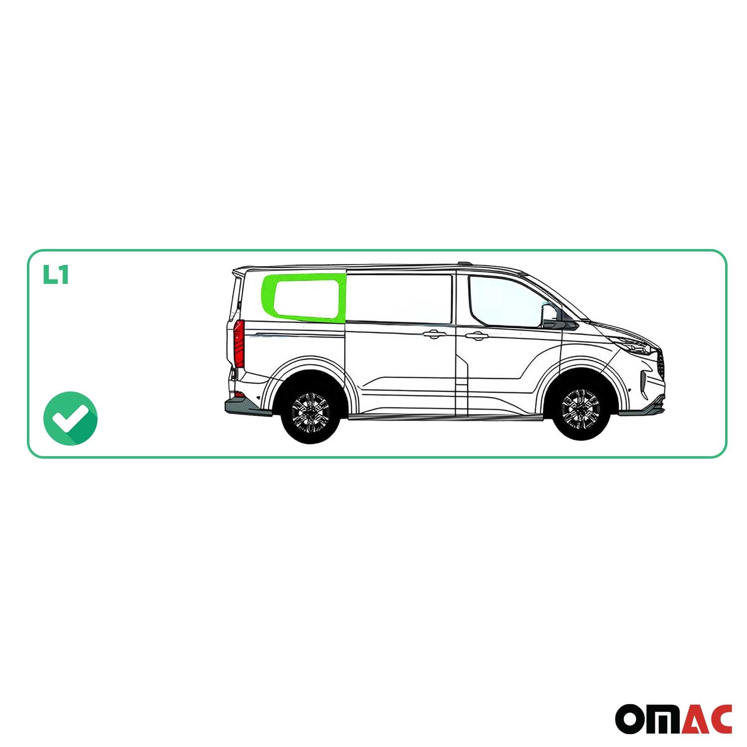 Vitre de Porte pour Ford Transit Custom 2023-2026 L1 Arrière Droit Verre fixe