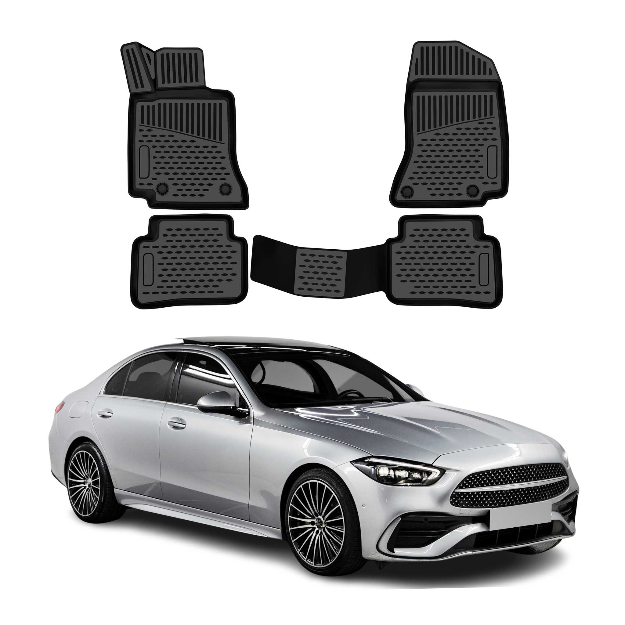 OMAC Tapis de sol pour Mercedes Classe C W206 2021-2026 caoutchouc TPE Noir 4Pcs