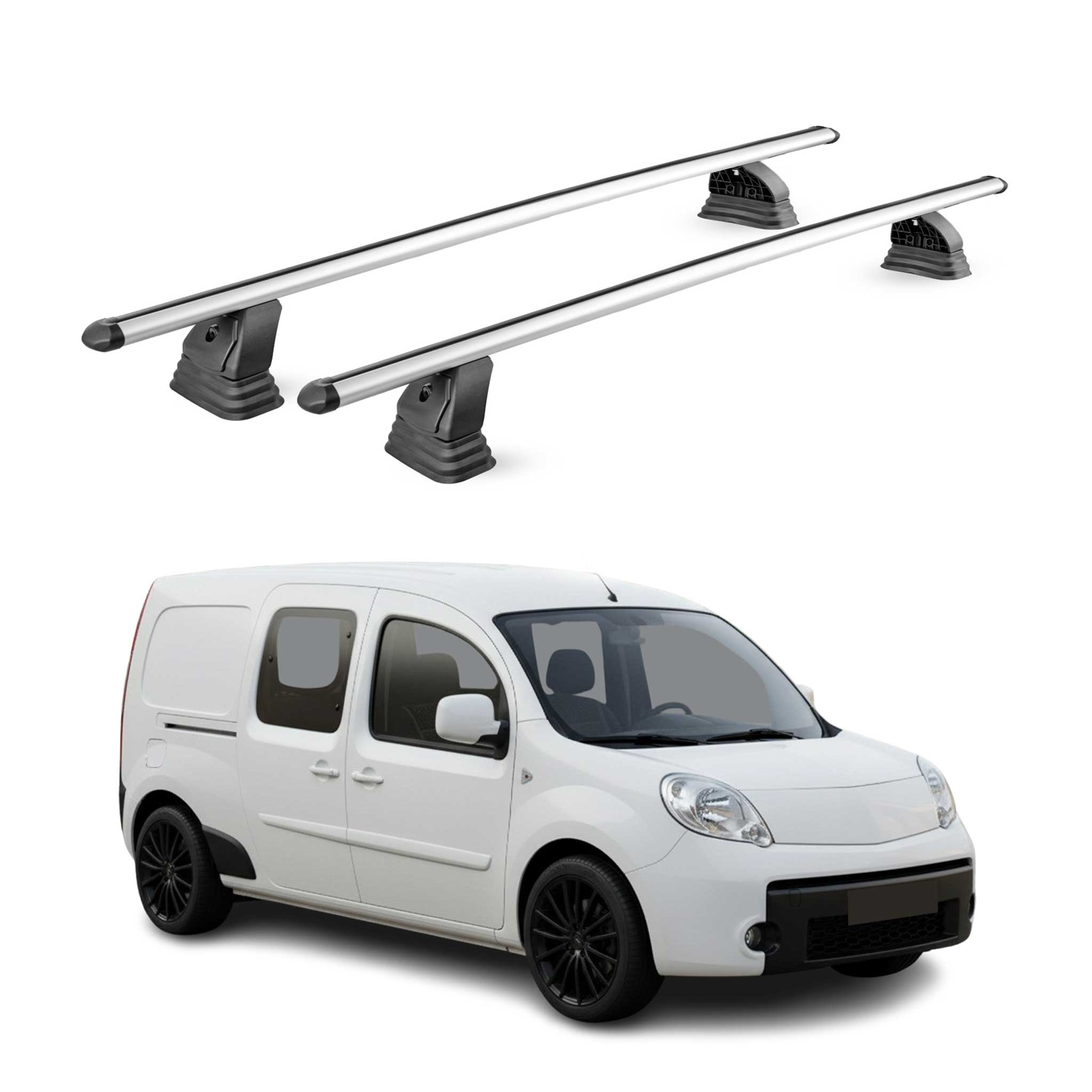 Barres de toit transversales Alu pour Renault Kangoo II 2007-2021 TÜV Gris 2Pcs