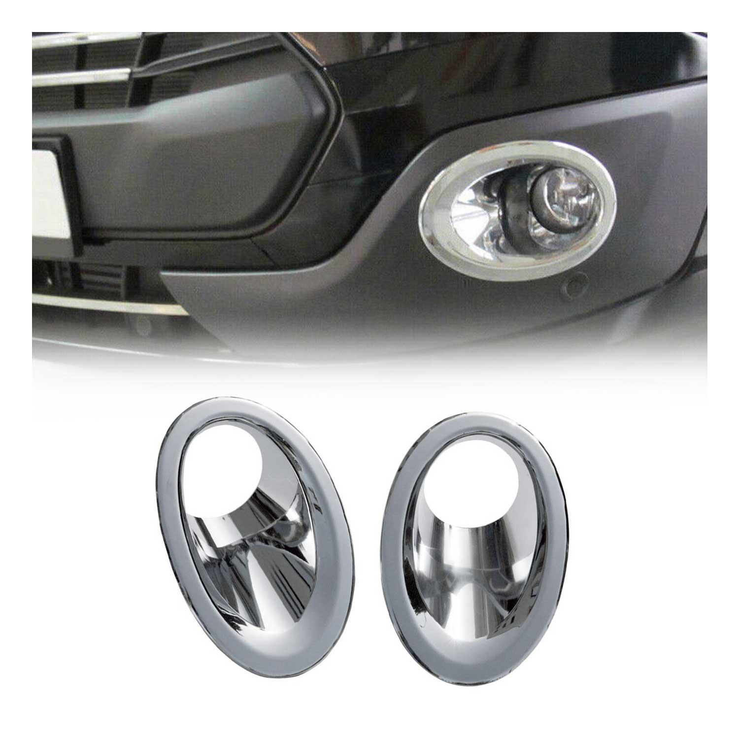 Cadres de Phares Antibrouillard avant Ford Custom 2012-2017 en ABS Chromé