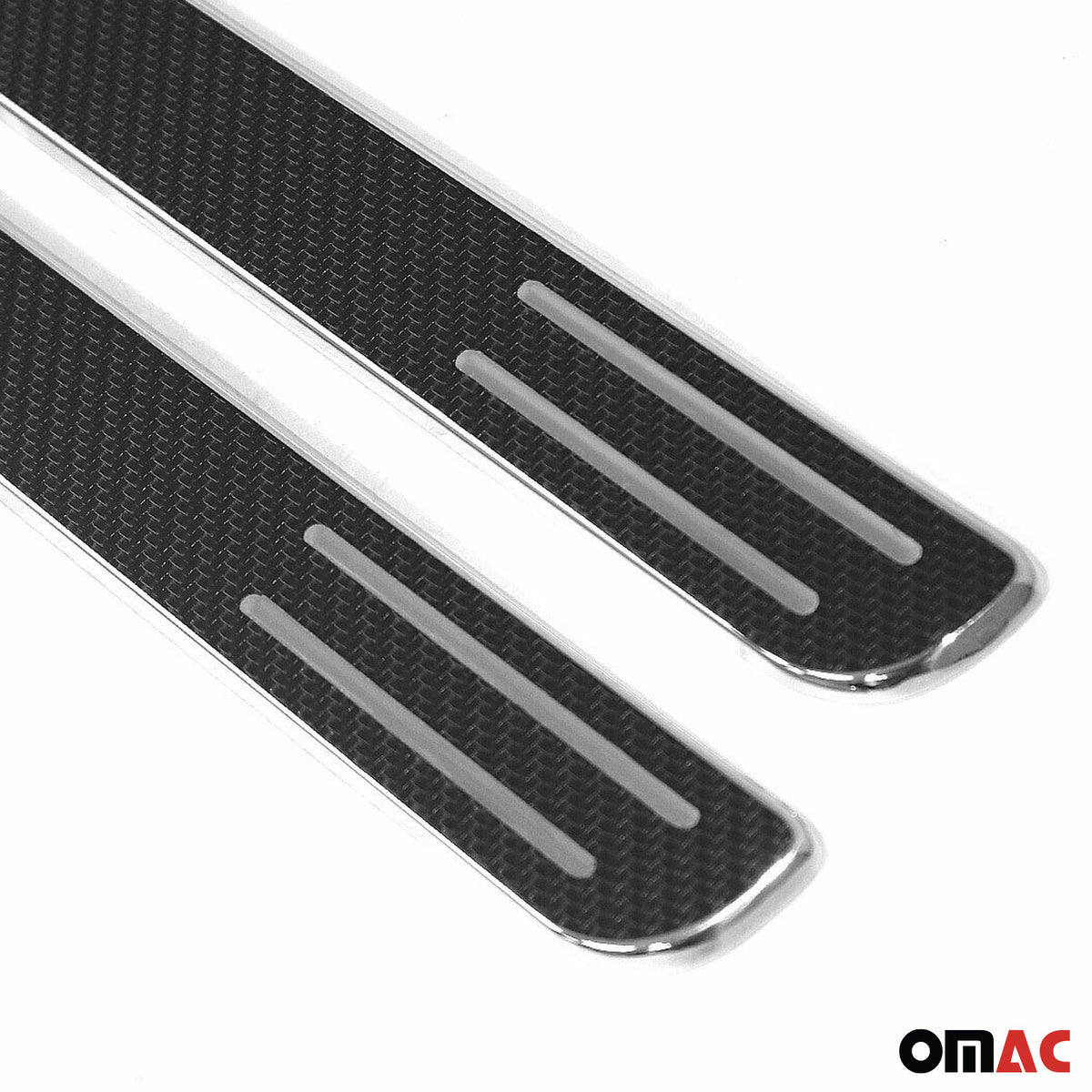 Couverture De Seuil De Porte Universal Folie De Carbone Inox 2 Pcs