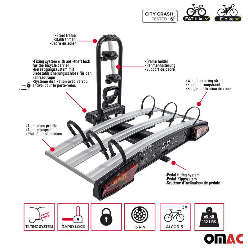 Menabo Alcor 3 Velos Porte-Velos sur Attelage