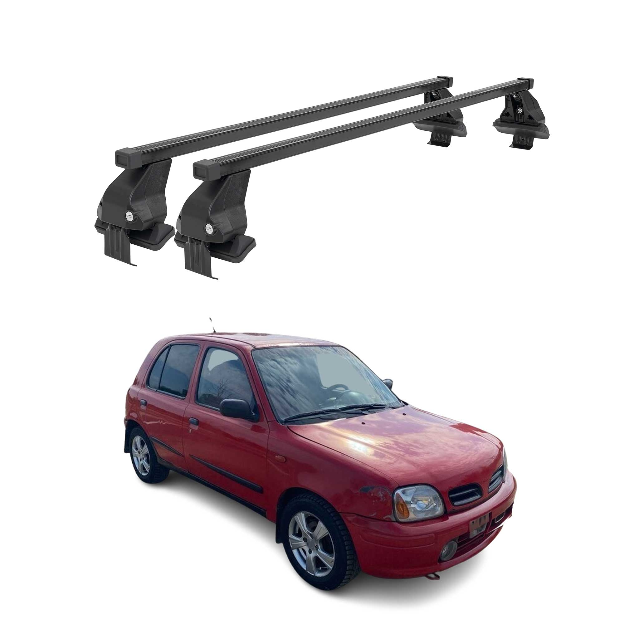 Barres Transversales Menabo pour Nissan Micra 1992-2003 5-portes Noir