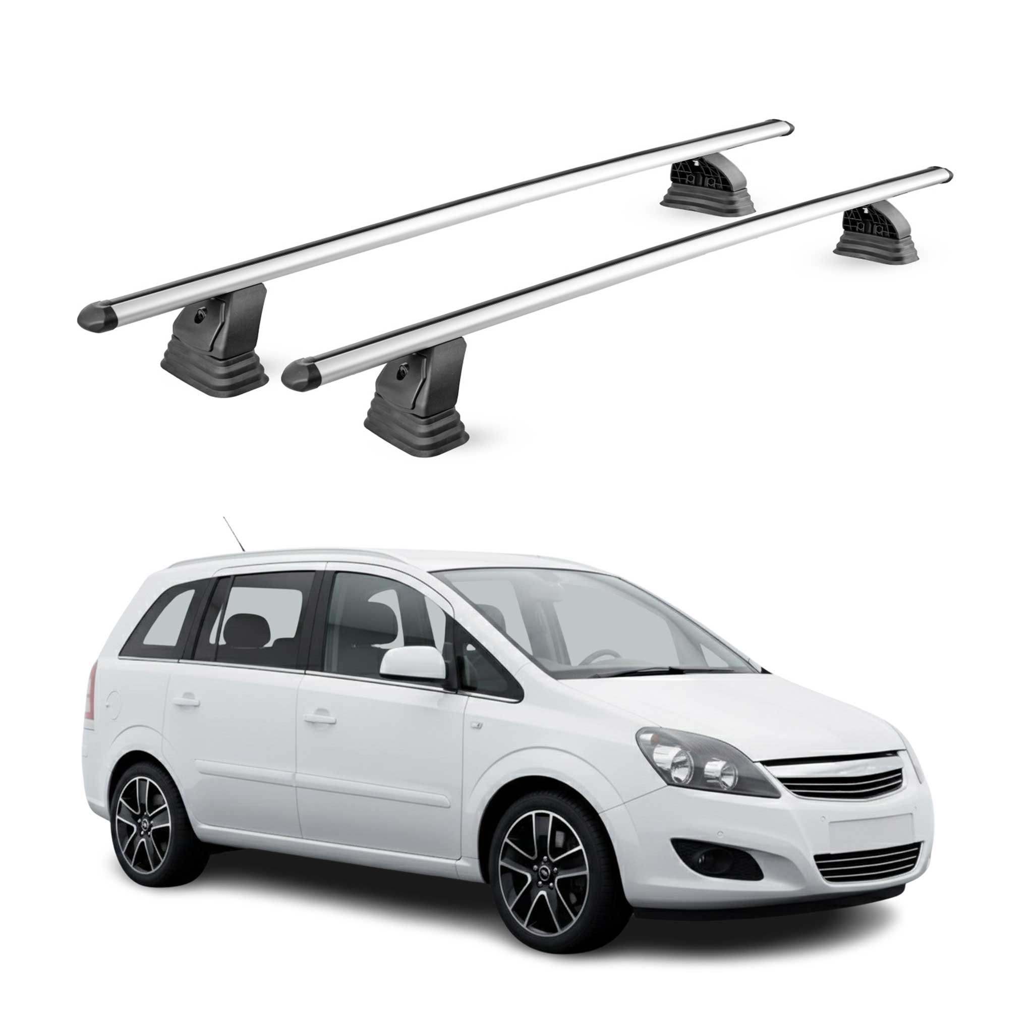 Barres de toit transversales Alu pour Opel Zafira B Cosmo 2007-2014 TÜV Gris 2x