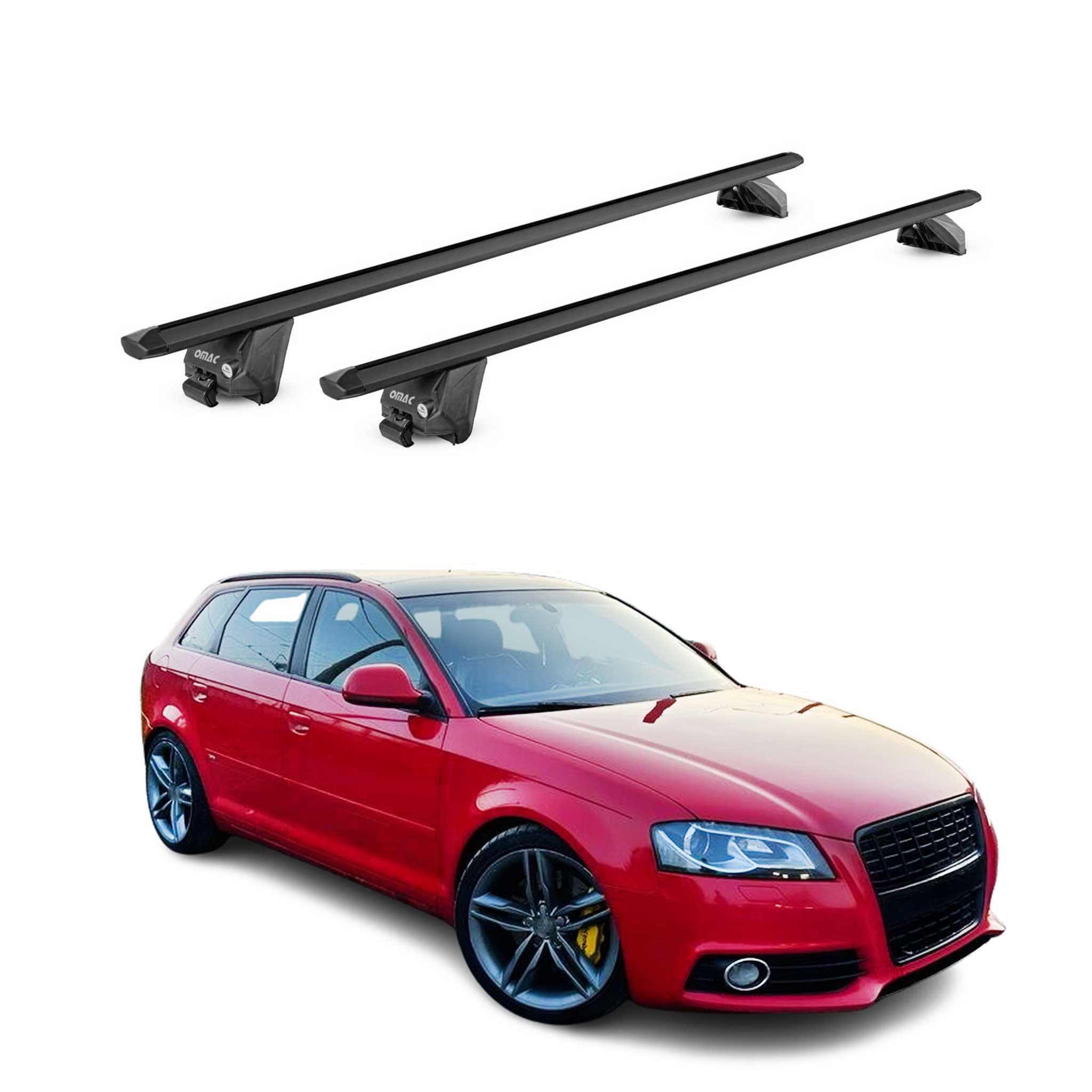 Barres de toit transversales pour Audi A3 Sportback 8P 8V 2004-2020 Alu Noir ABE