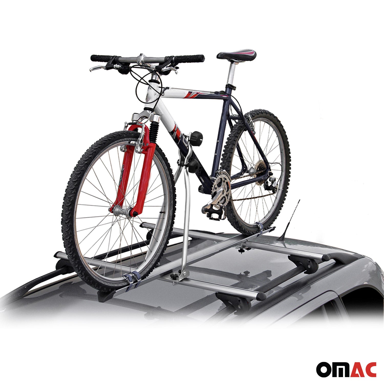 2 Menabo Porte-vélo de toit Huggy Pour 2 Vélo 15kg en Acier Argent